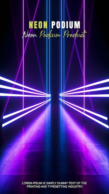 Futuristyczna opowieść, wystawa na podium, prezentacja produktu z neonową sceną