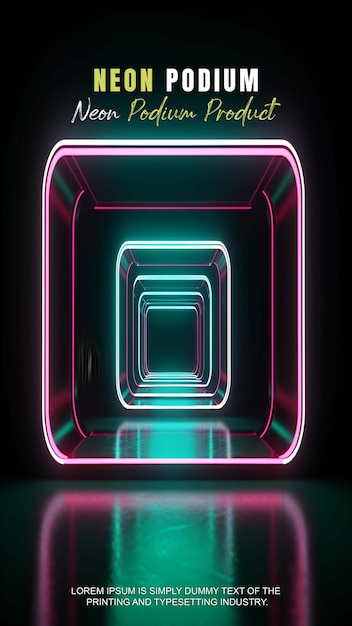 Futuristyczna opowieść, wystawa na podium, prezentacja produktu z neonową sceną