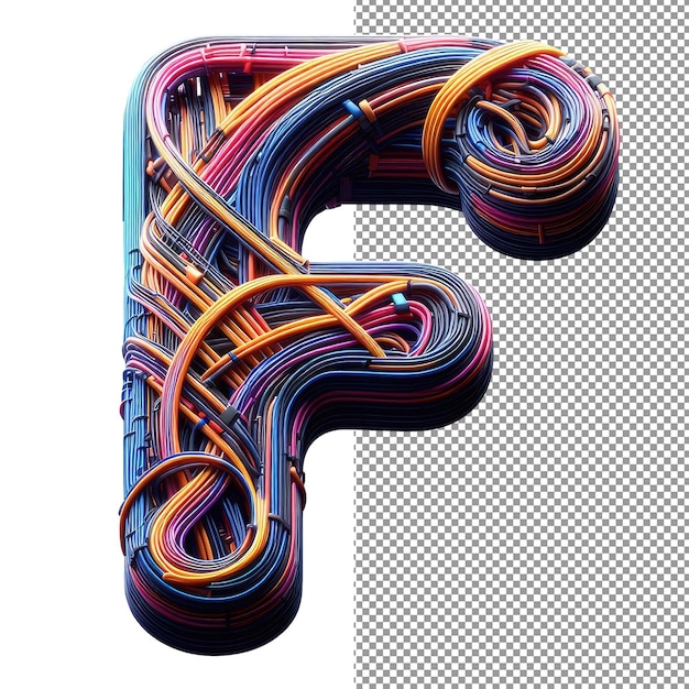 PSD futuristyczne formy liter 3d izolowany alfabet