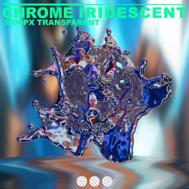 Futuristyczny Krom Płynny Iridescent Abstrakcyjny Kształt Metaliczny Renderowanie 3d