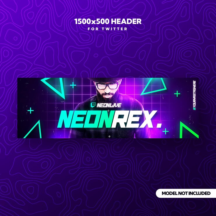 PSD futuristyczny neon twitter x gaming banner szablon