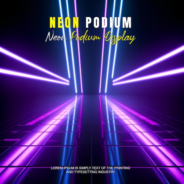 Futuristyczny wyświetlacz na podium prezentacja produktu z sceną oświetlenia neonowej