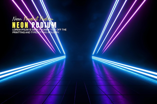 Futuristyczny wyświetlacz na podium prezentacja produktu z sceną oświetlenia neonowej