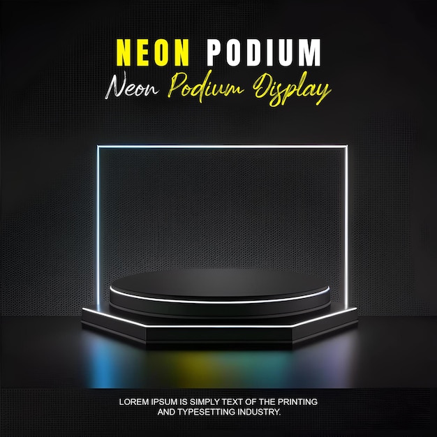Futuristyczny wyświetlacz na podium prezentacja produktu z sceną oświetlenia neonowej