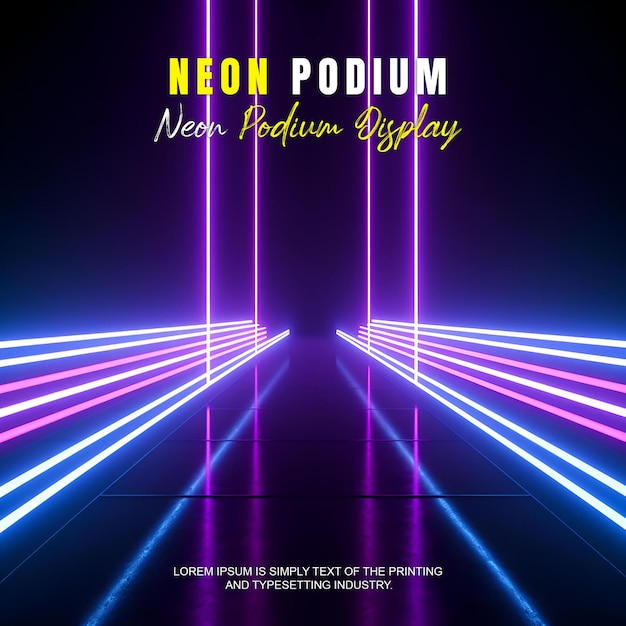 Futuristyczny wyświetlacz na podium prezentacja produktu z sceną oświetlenia neonowej