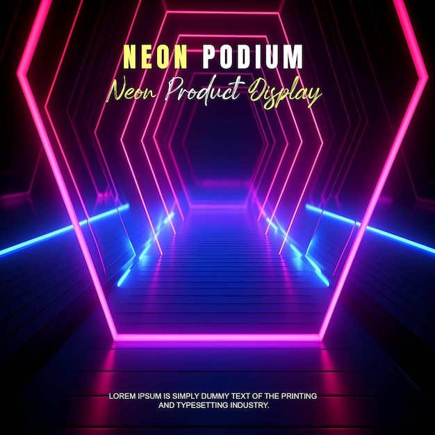 Futuristyczny wyświetlacz na podium prezentacja produktu z sceną oświetlenia neonowej