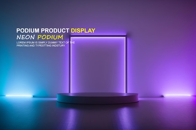 Futuristyczny wyświetlacz na podium prezentacja produktu z sceną oświetlenia neonowej