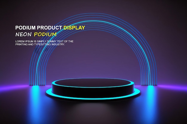 Futuristyczny wyświetlacz na podium prezentacja produktu z sceną oświetlenia neonowej