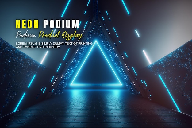 futurystyczna prezentacja wyświetlacza na podium, prezentacja produktu z neonową sceną oświetleniową