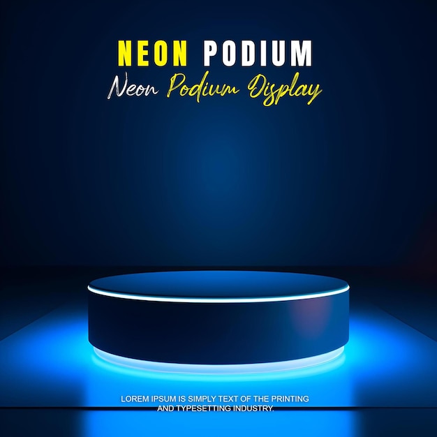 futurystyczna prezentacja wyświetlacza na podium, prezentacja produktu z neonową sceną oświetleniową