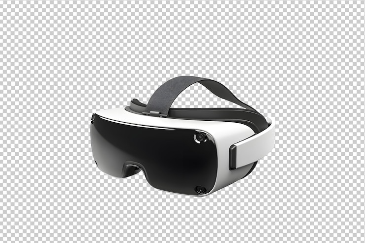 PSD futurystyczne doświadczenie metaverse okulary rzeczywistości wirtualnej lub zestaw słuchawkowy vr izolowane na przezroczystej bg