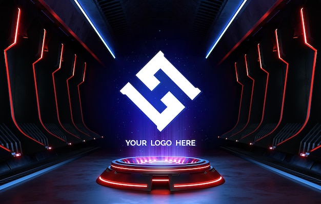 Futurystyczny cokół do makiety logo
