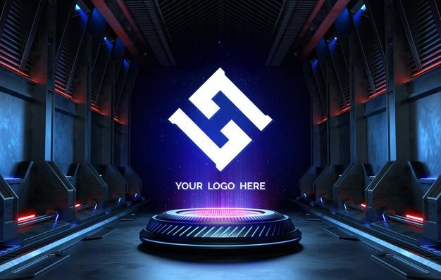 Futurystyczny cokół do makiety logo