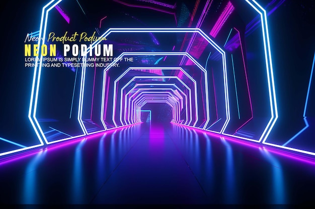futurystyczny wyświetlacz na podium, prezentacja produktu z sceną oświetlenia neonowej