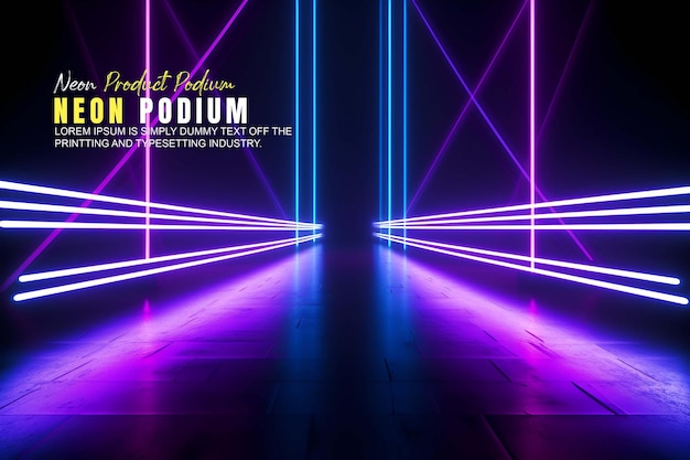 futurystyczny wyświetlacz na podium, prezentacja produktu z sceną oświetlenia neonowej