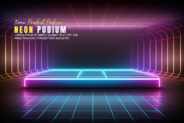 futurystyczny wyświetlacz na podium, prezentacja produktu z sceną oświetlenia neonowej