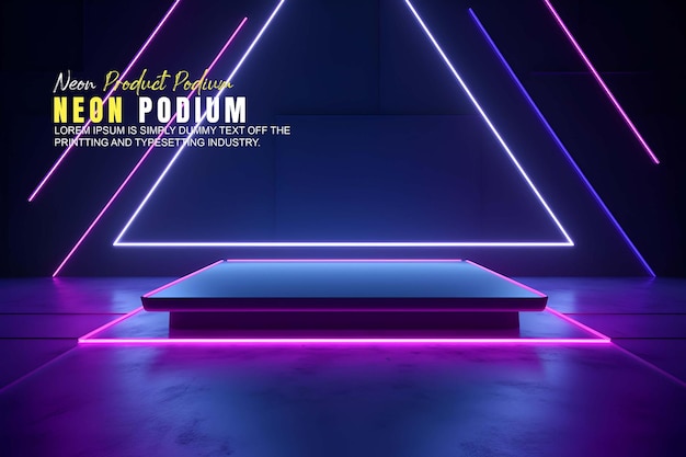 futurystyczny wyświetlacz na podium, prezentacja produktu z sceną oświetlenia neonowej