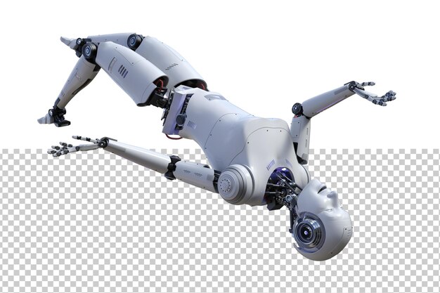 Futurystyczny żeński robot nieważka poza zestaw renderowania 3d