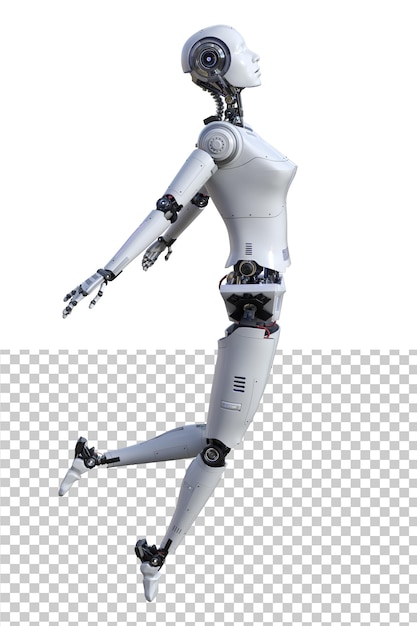 PSD futurystyczny żeński robot nieważka poza zestaw renderowania 3d