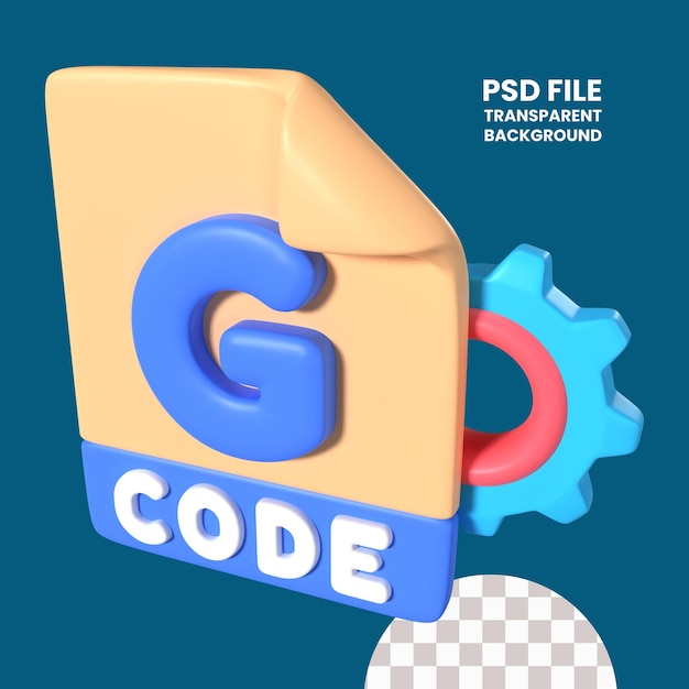 PSD g code file 3d illustration icon