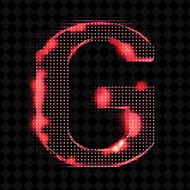 PSD g letter embellish met neon blinking dot lights met painte neon color y2k typo art collections