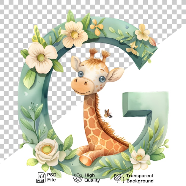 Буква g с жирафом на прозрачном фоне включает файл png