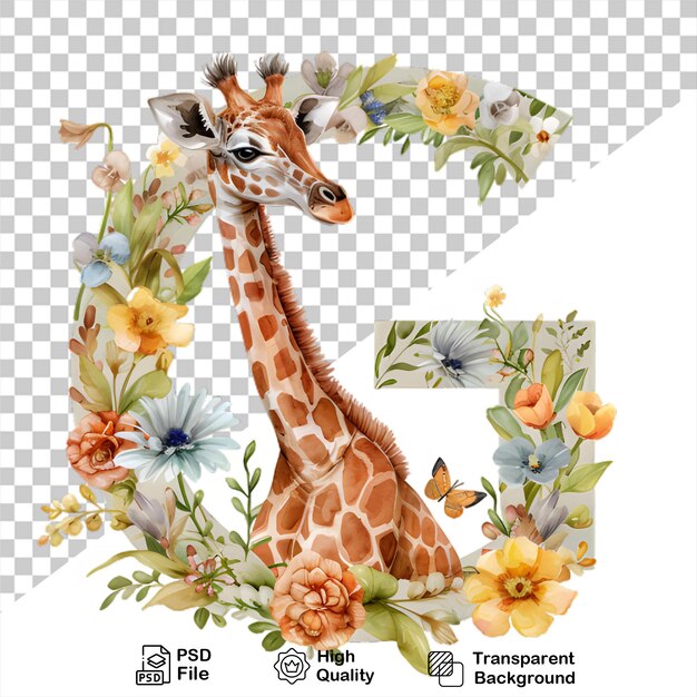 PSD g letter with giraffe on transparent background include png file