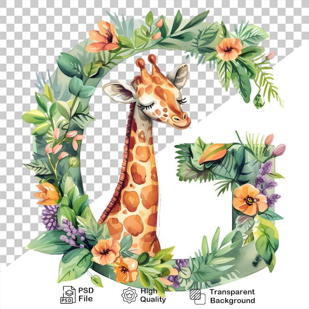 Lettera g con giraffa su sfondo trasparente include file png