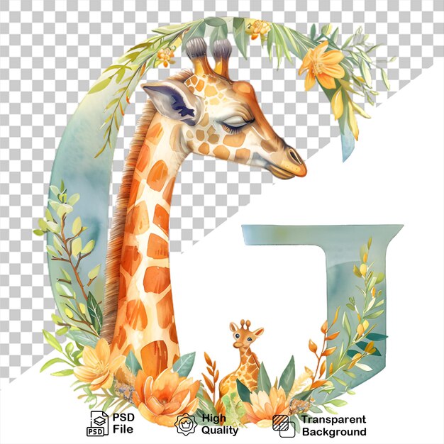 PSD g letter with giraffe on transparent background include png file