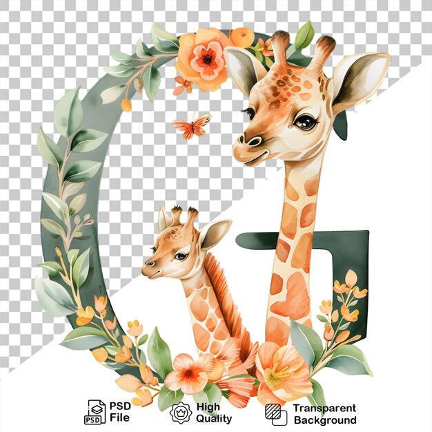 PSD g letter with giraffe on transparent background include png file