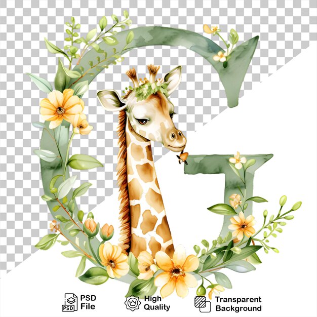G letter with giraffe on transparent background include png file