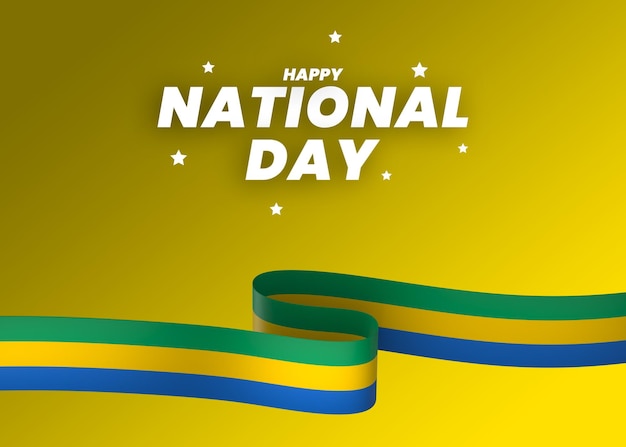 PSD gabon flag element design national independence day banner ribbon psd