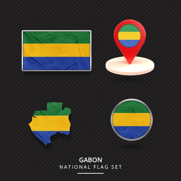 PSD gabon national flag-kaartlocatie-elementontwerp