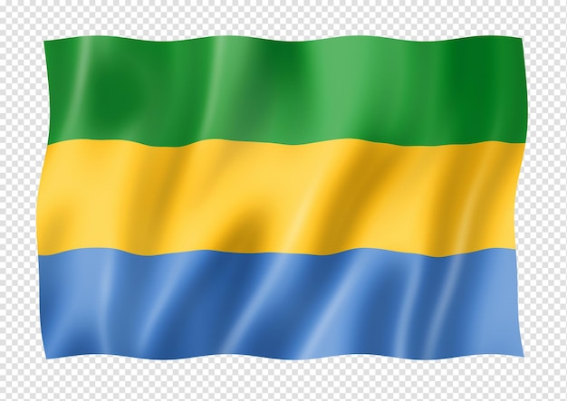 PSD gabonese flag isolated on white banner