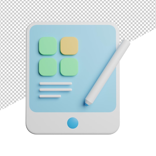 Gadget Tab Aplication vooraanzicht 3d pictogram rendering illustratie op transparante achtergrond
