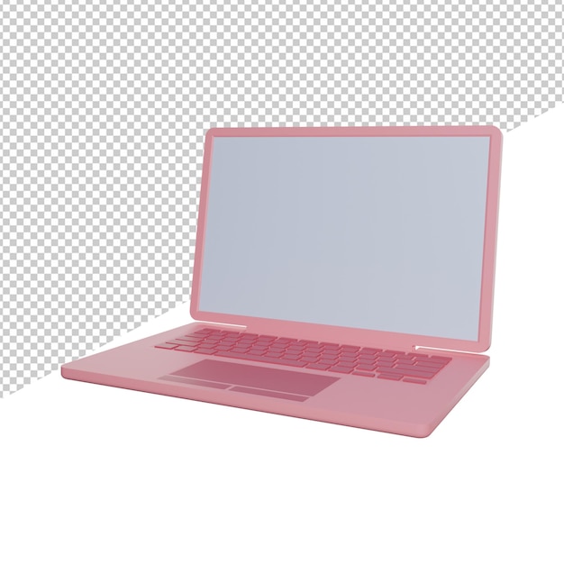 PSD gadżet sprzęt laptop widok z boku renderowania 3d ikona ilustracja z przezroczystym tłem