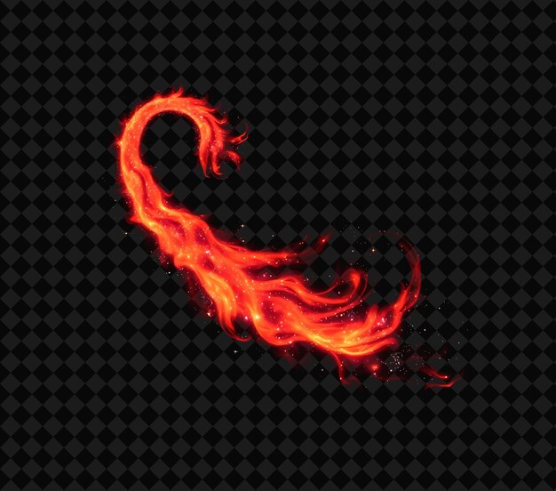 Galactic Tail Trailing met vurig rood en oranje met een lang neon kleurframe Y2K Collection