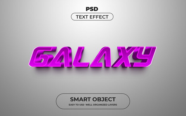 배경이 있는 Galaxy 3D 편집 가능한 텍스트 효과