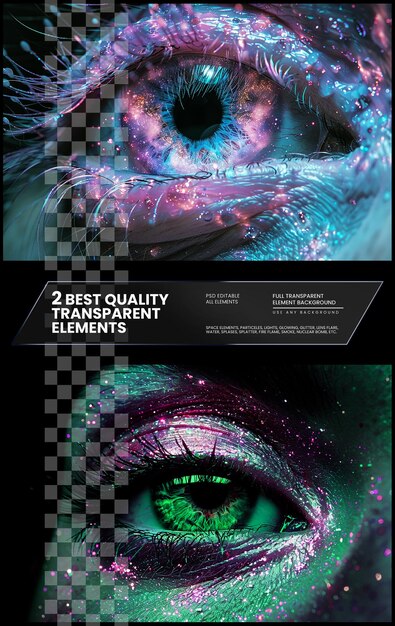 PSD galaxy in the form of an eye depicting a space themed on transparent background