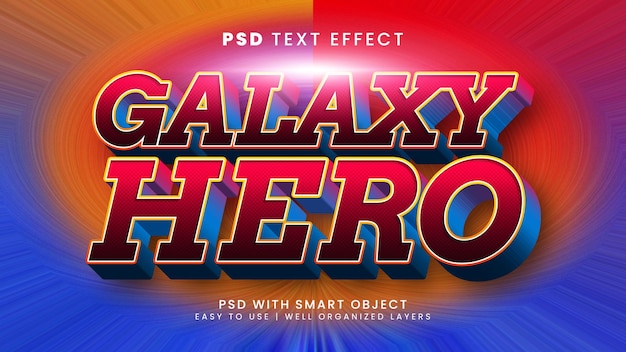 Galaxy hero 3d bewerkbaar teksteffect met fantasie- en rakettekststijl