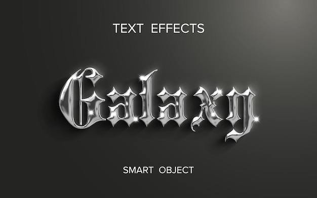 Galaxy Metallic 3d Text Style Effect PNG Images PSD