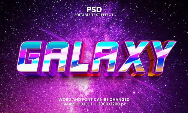 Галактика современный 3d редактируемый текстовый эффект premium psd с фоном