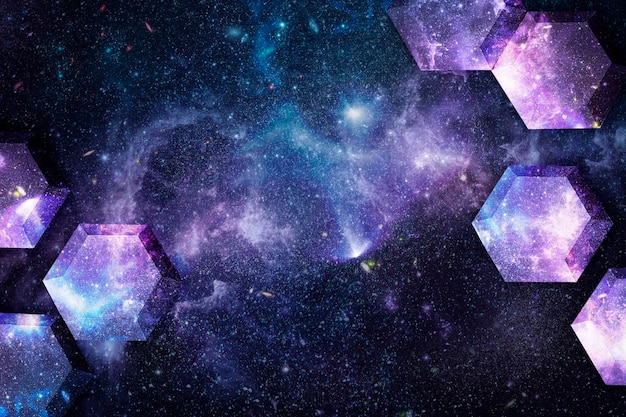 PSD galaxy paper craft hexagon patterned background