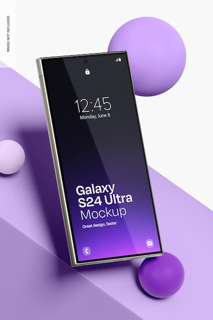 galaxy s24 ultra on leaned podium mockup perspective