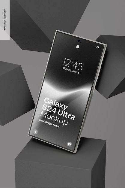 Galaxy S24 Ultra with Floating Podiums Mockup Perspective