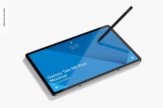 PSD galaxy tab s8 plus mockup, perspectief