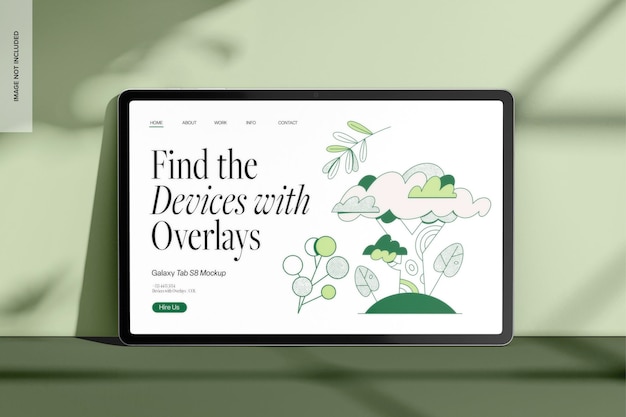 galaxy tab s8 with overlay mockup, front view