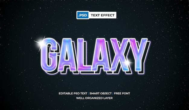 PSD galaxy-teksteffect met holografische verloopstijl