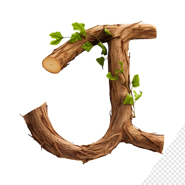 Gałąź drewna z literą J
