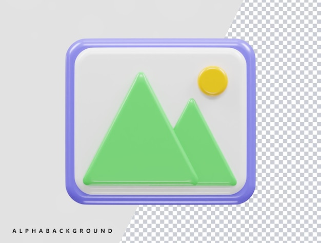 PSD galerij pictogram 3d-rendering vector illustratie transparant element